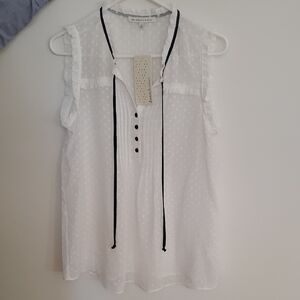 Daniel Rainn White Blouse with Black Accents
